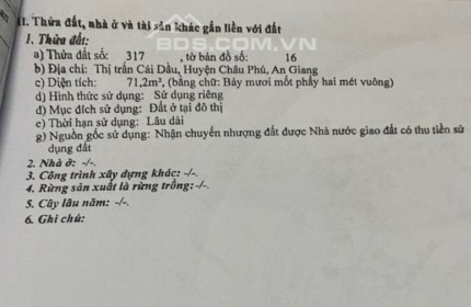 Cần bán GẤP đất thổ cư tại Khu đô thị Sao Mai, Châu Phú, An Giang